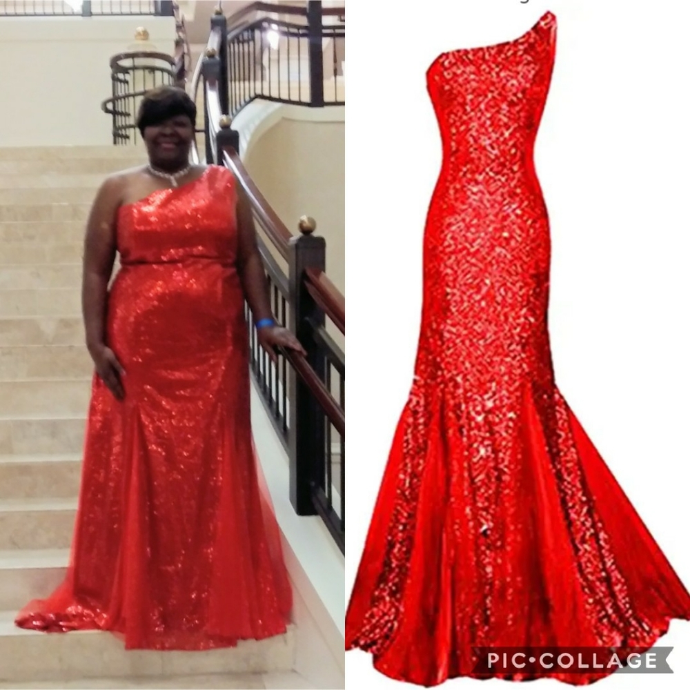 Red Sequin Evening Dress